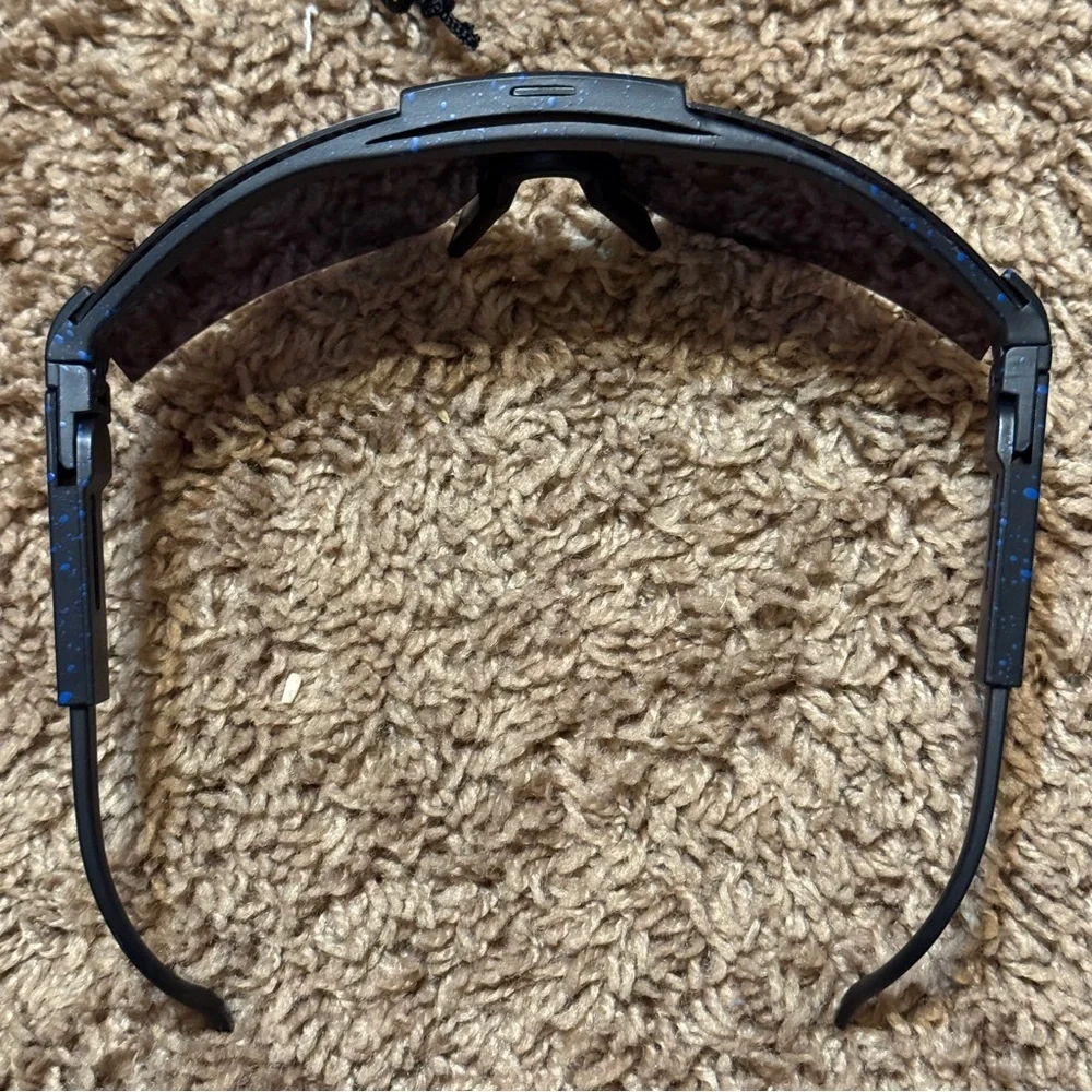 NWT Pit Viper Polarized Sunglasses Blue Lens Black Frame Blue Splatter - Picture 4 of 8